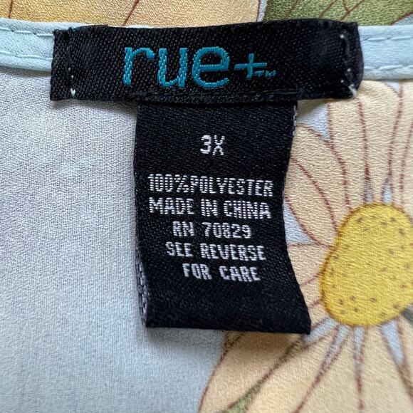 Rue+ Womens Bolero Shrug Crop Tie Front Kimono Sleeve Floral Yellow Blue 3X - Picture 7 of 8